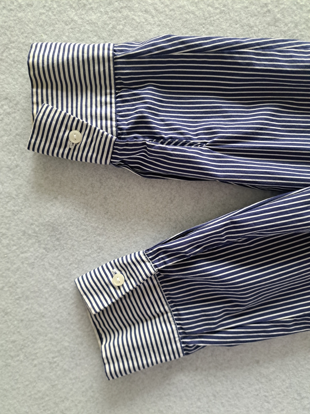H&M 100% Cotton Navy Blue and White Striped Off-Shoulder Button-Down Shirt - Picture 5 of 14